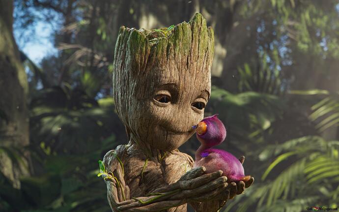 groot-with-cute-bird-in-hand-wallpaper-2880x1800_8