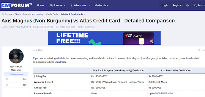 Axis ATLAS and Magnus Burgundy travel credit cards