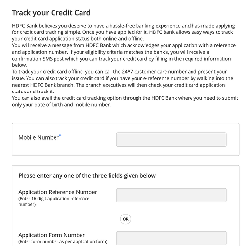 Track HDFC Bharat Credit Card Application Status