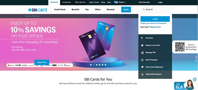 SBI Card website