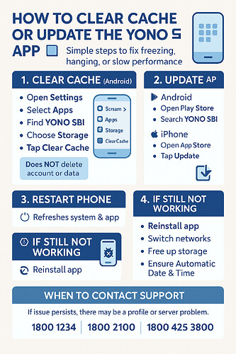 How to clear cache or update SBI YONO app?
